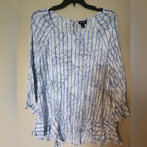 a.n.a Womens White Floral Striped Hi Lo Blouse